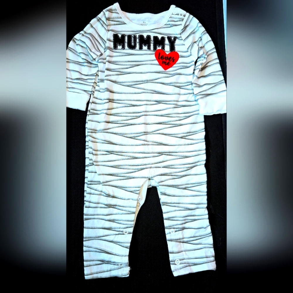 9 Month Halloween Baby One Piece Outfit with Mummy Theme